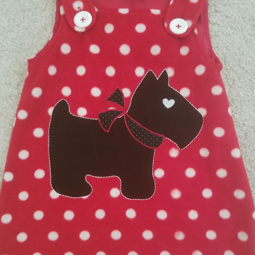 Fleece Scotty Dog Pinafore Dress Holiday 2T